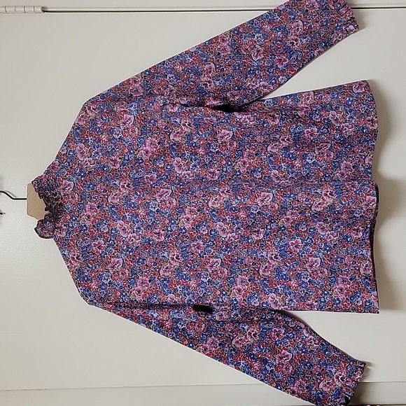 VTG | Multicolored Floral Print Blouse W/ Floppy Bow Tie - Picture 11 of 14